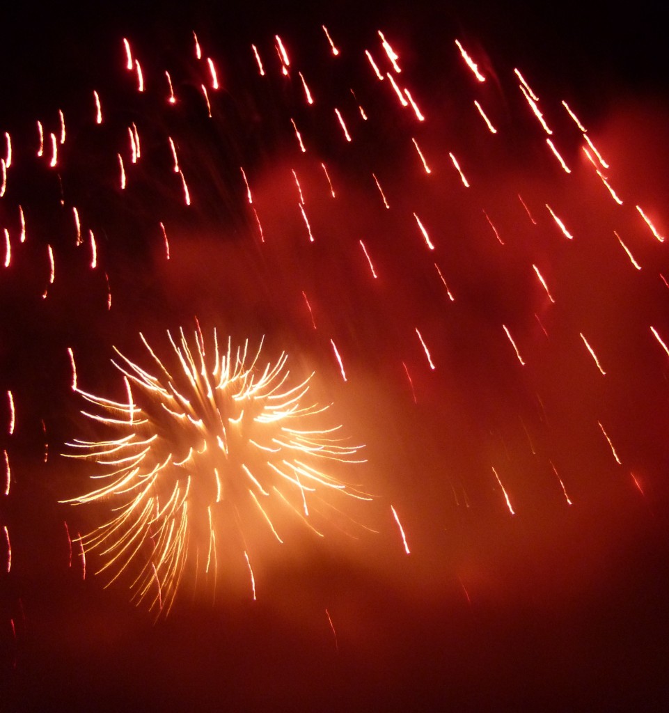 7-4-12 Fourth of July fireworks burst over Gastineau Channel and downtwon Juneau.