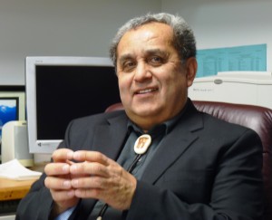Angoon Democratic Sen. Albert Kookesh talks about Southeast politics during a 2011 start-of-session interview. Now, he’s ending his legislative career after losing a tough election to Sitka Republican Bert Stedman. (Photo by Ed Schoenfeld/Coastalaska)