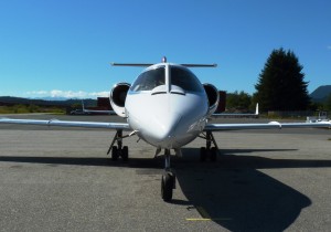 An Airlift Northwest Lear Jet waits for a medevac call at Juneau’s airport. 