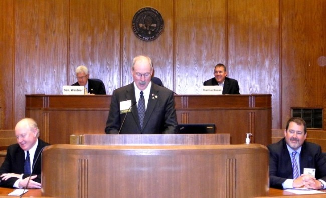 Sitka Sen. Bert Stedman presides over the Energy Council’s 2013 State and Provincial Trends in Energy and the Environment Conference June 21st in the North Dakota Capitol. Energy Council trips made up about 40 percent of Stedman’s 2013 travel expenses. (Courtesy Stedman's office)