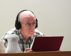 Ray Coxe testifies during a civil trial in Juneau earlier this year. Coxe is owner of Rayco Sales on Old Dairy Road and has sold firearms in Juneau. Jason Coday walked out with a rifle from the shop in 2006 and shot Simone Kim two days later. (Photo by Matt Miller/KTOO)
